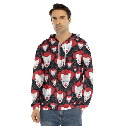 Halloween Scary Clown Pattern Print Men's Velvet Pullover Hoodie