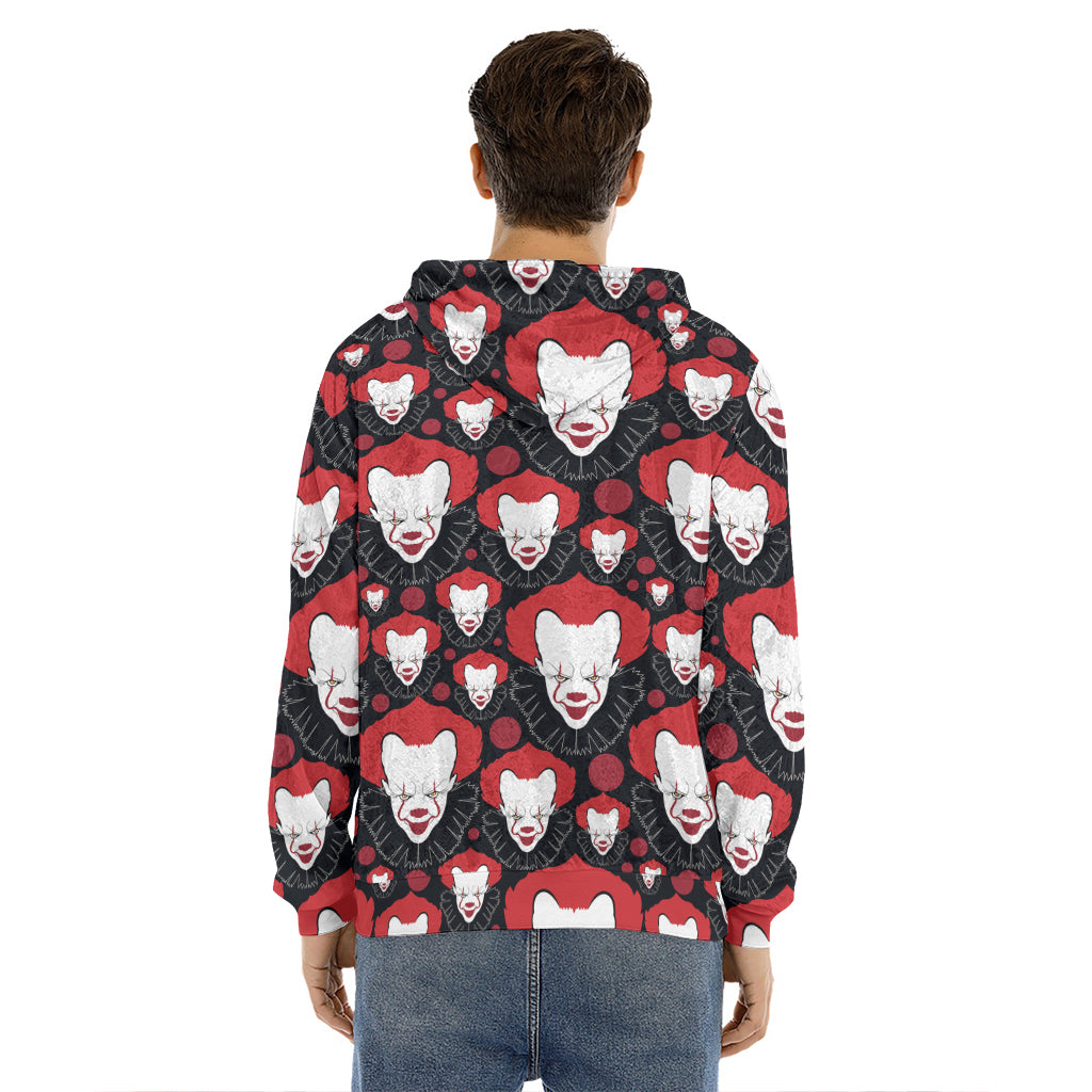 Halloween Scary Clown Pattern Print Men's Velvet Pullover Hoodie
