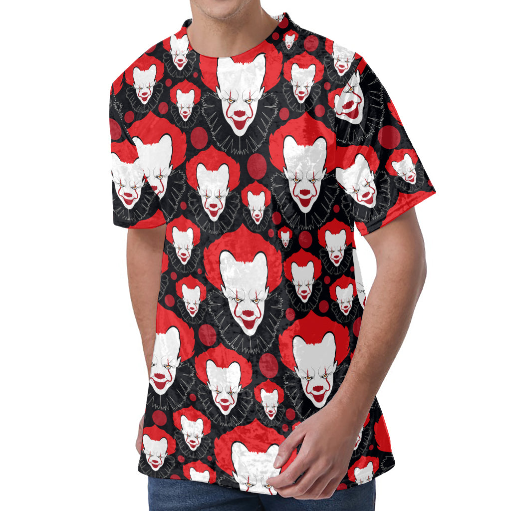 Halloween Scary Clown Pattern Print Men's Velvet T-Shirt