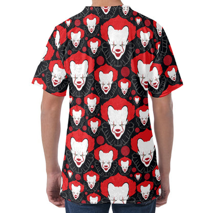 Halloween Scary Clown Pattern Print Men's Velvet T-Shirt