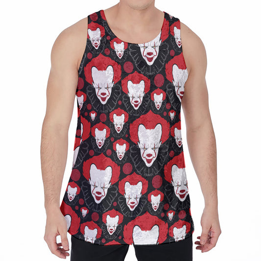 Halloween Scary Clown Pattern Print Men's Velvet Tank Top