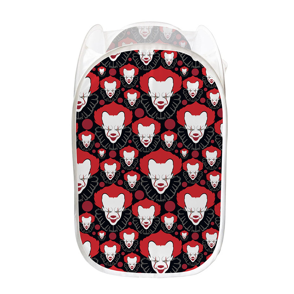 Halloween Scary Clown Pattern Print Mesh Laundry Hamper