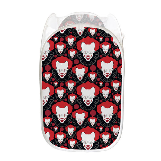 Halloween Scary Clown Pattern Print Mesh Laundry Hamper
