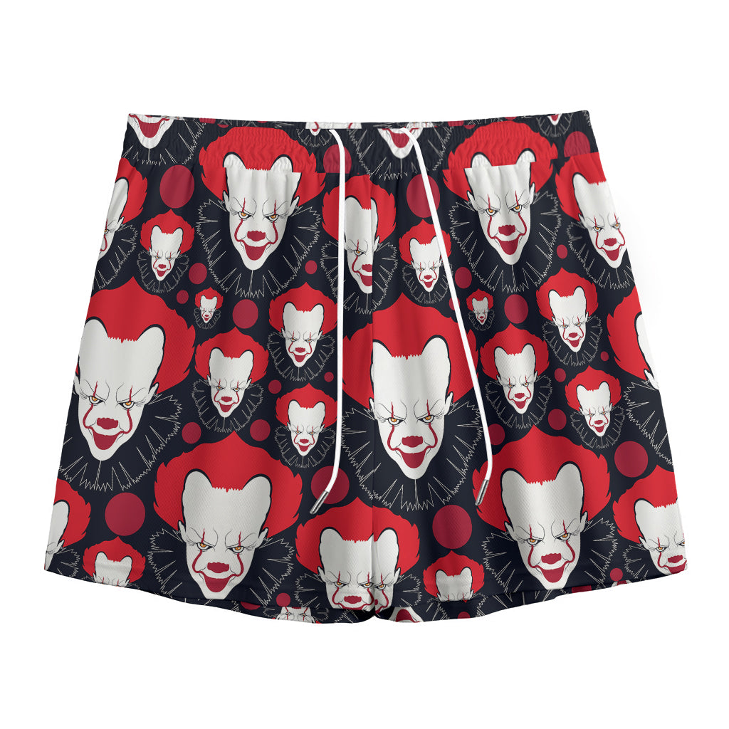 Halloween Scary Clown Pattern Print Mesh Shorts