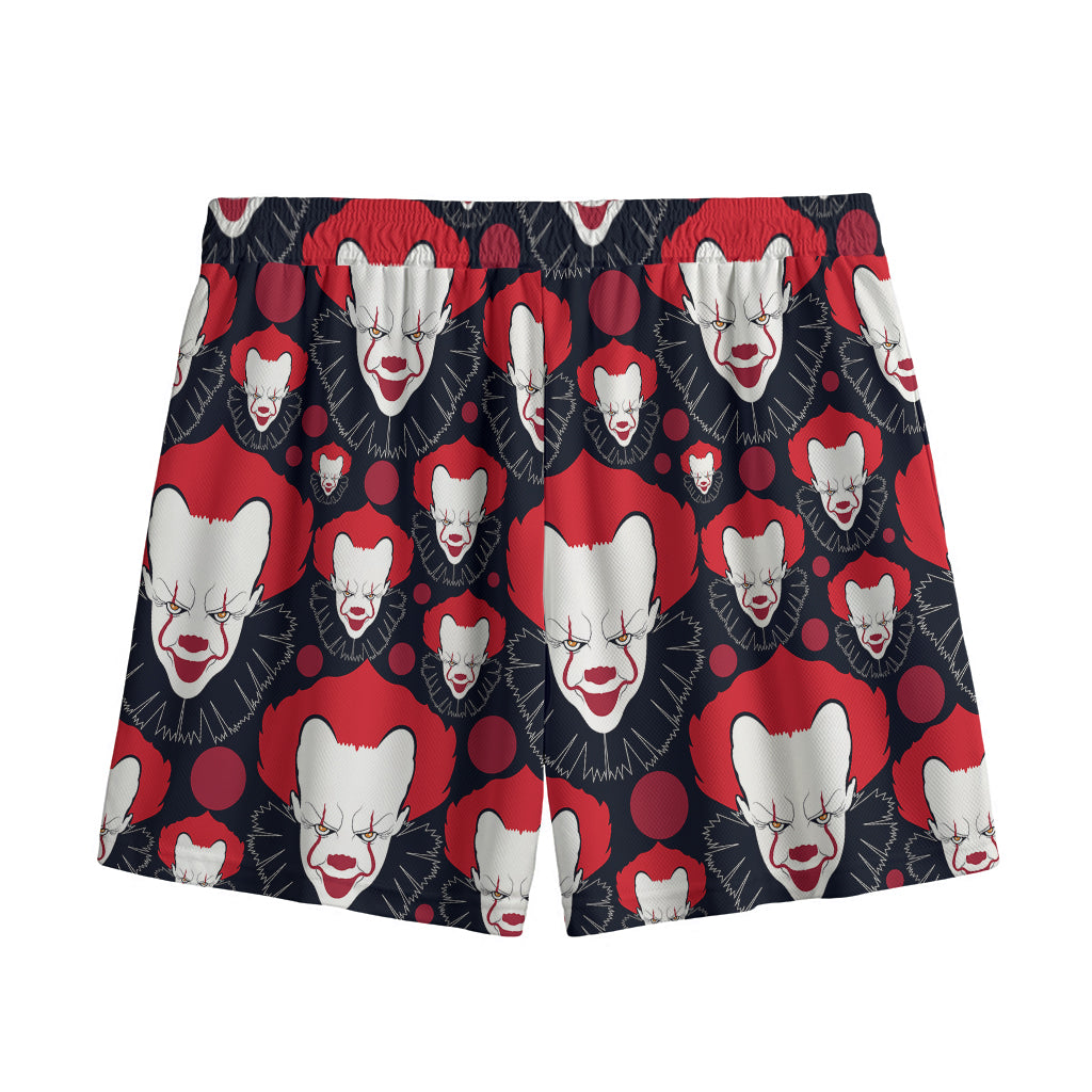 Halloween Scary Clown Pattern Print Mesh Shorts