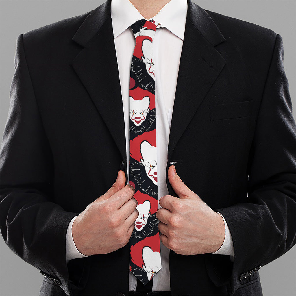 Halloween Scary Clown Pattern Print Necktie