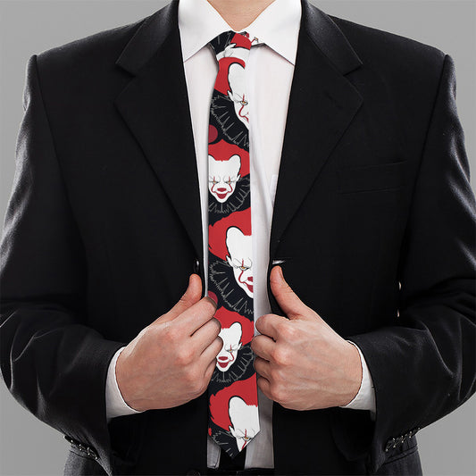 Halloween Scary Clown Pattern Print Necktie