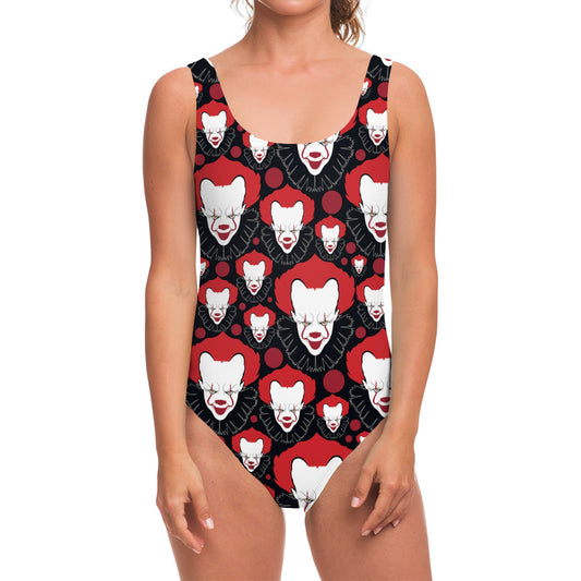 Halloween Scary Clown Pattern Print One Piece Swimsuit