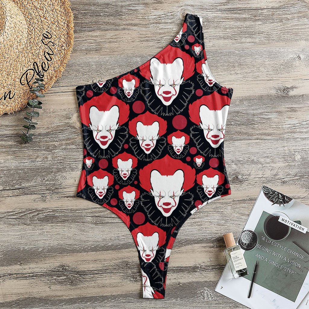 Halloween Scary Clown Pattern Print One Shoulder Bodysuit