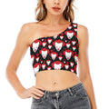 Halloween Scary Clown Pattern Print One Shoulder Crop Top
