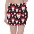 Halloween Scary Clown Pattern Print Pencil Mini Skirt