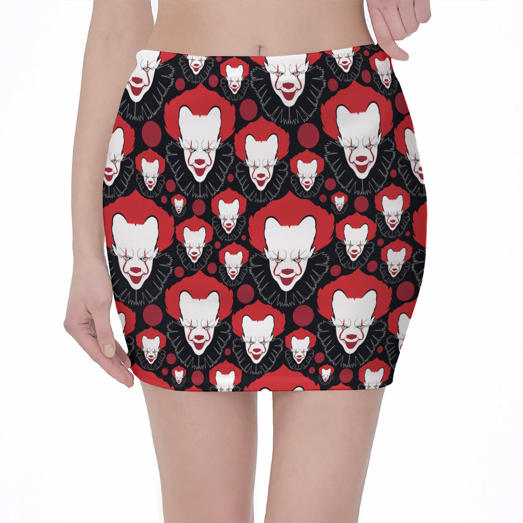 Halloween Scary Clown Pattern Print Pencil Mini Skirt