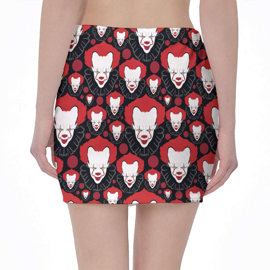 Halloween Scary Clown Pattern Print Pencil Mini Skirt