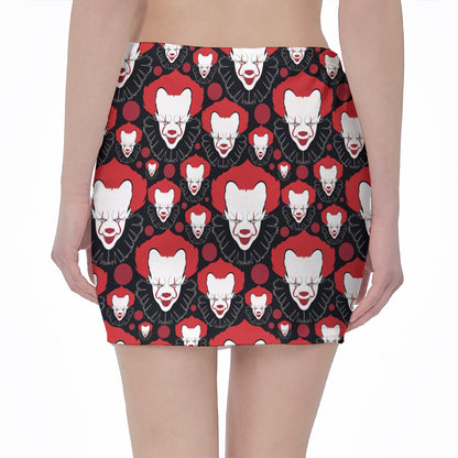 Halloween Scary Clown Pattern Print Pencil Mini Skirt