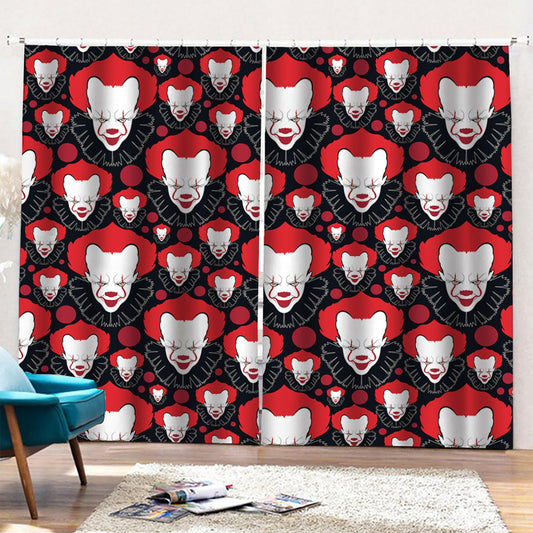 Halloween Scary Clown Pattern Print Pencil Pleat Curtains