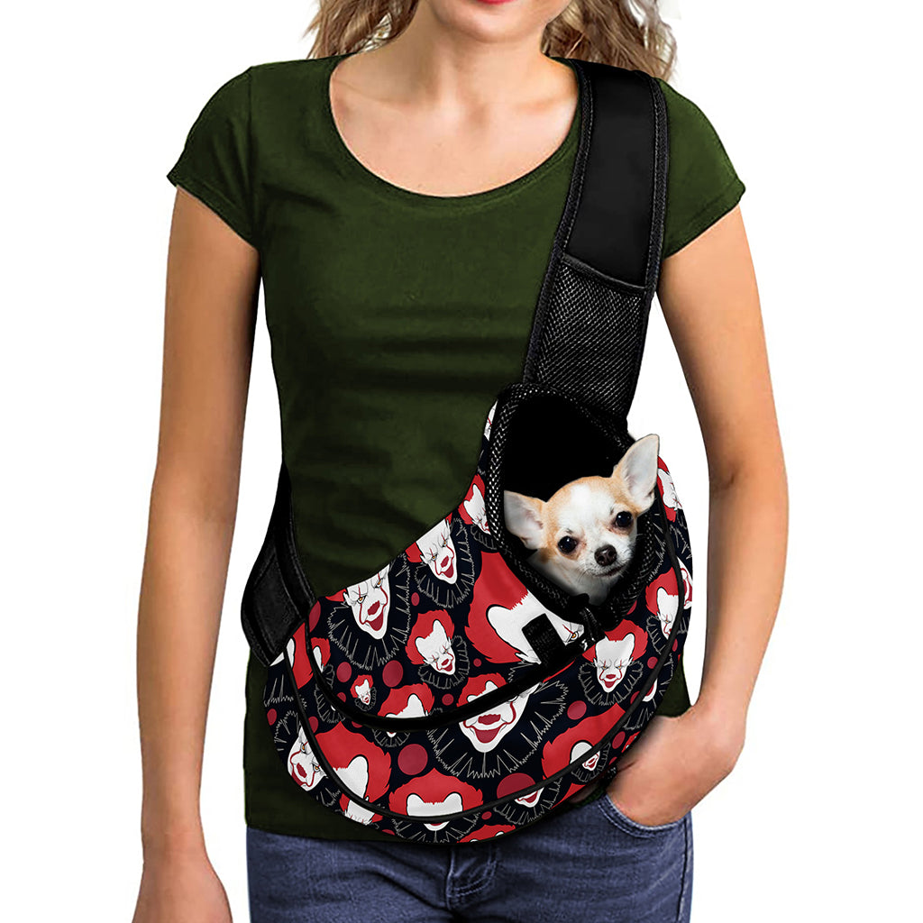 Halloween Scary Clown Pattern Print Pet Sling Carrier