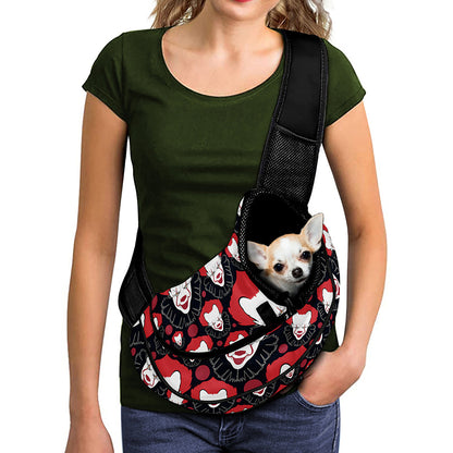Halloween Scary Clown Pattern Print Pet Sling Carrier