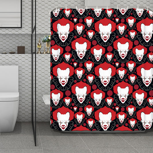 Halloween Scary Clown Pattern Print Polyester Shower Curtain