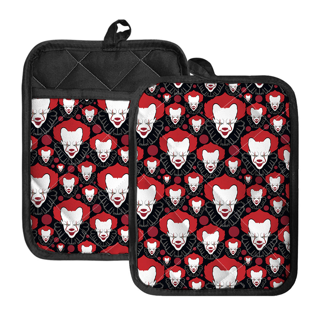 Halloween Scary Clown Pattern Print Pot Holders With Pocket