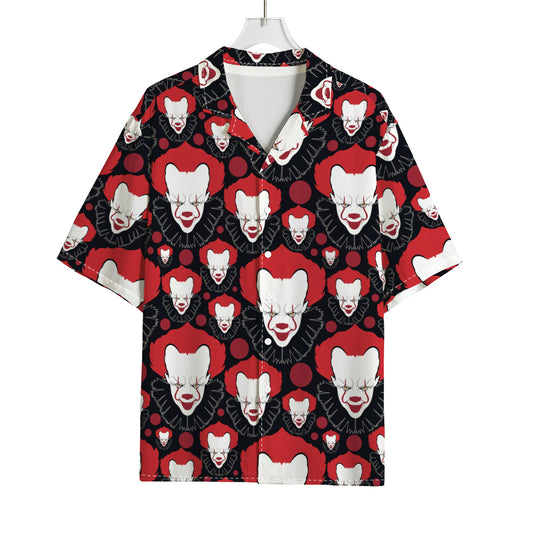 Halloween Scary Clown Pattern Print Rayon Hawaiian Shirt