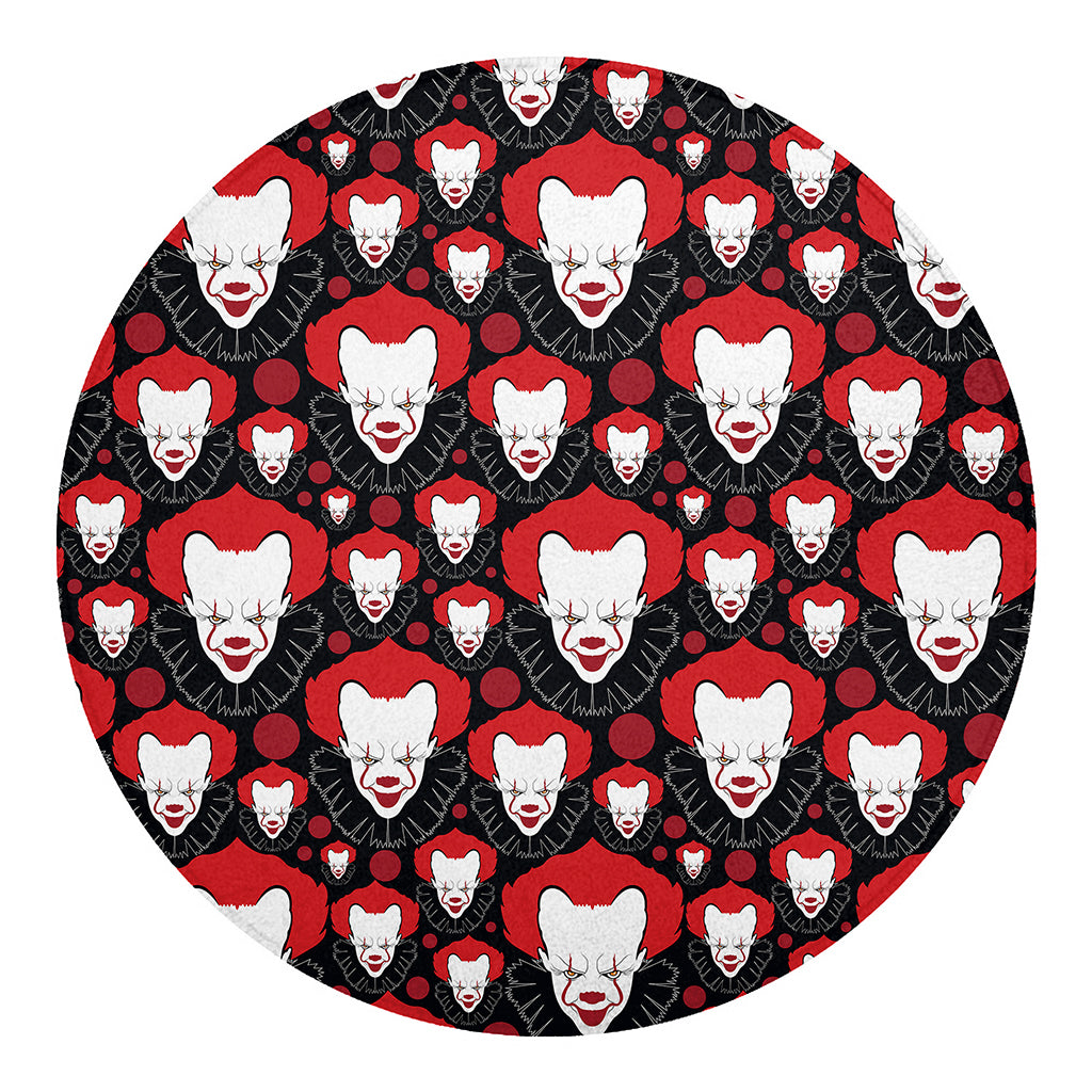 Halloween Scary Clown Pattern Print Round Blanket