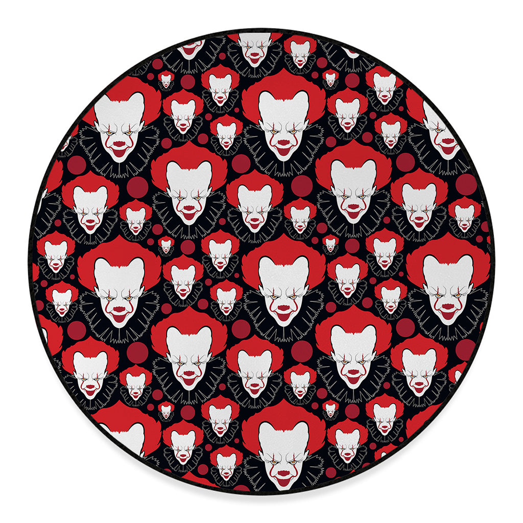 Halloween Scary Clown Pattern Print Round Floor Mat
