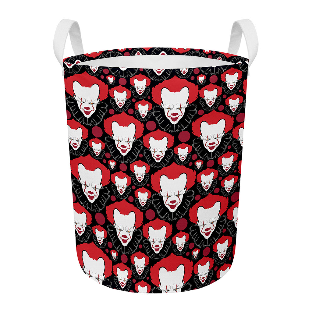 Halloween Scary Clown Pattern Print Round Laundry Basket