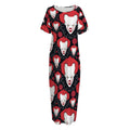 Halloween Scary Clown Pattern Print Short Sleeve Long Nightdress