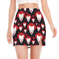 Halloween Scary Clown Pattern Print Side Slit Mini Skirt