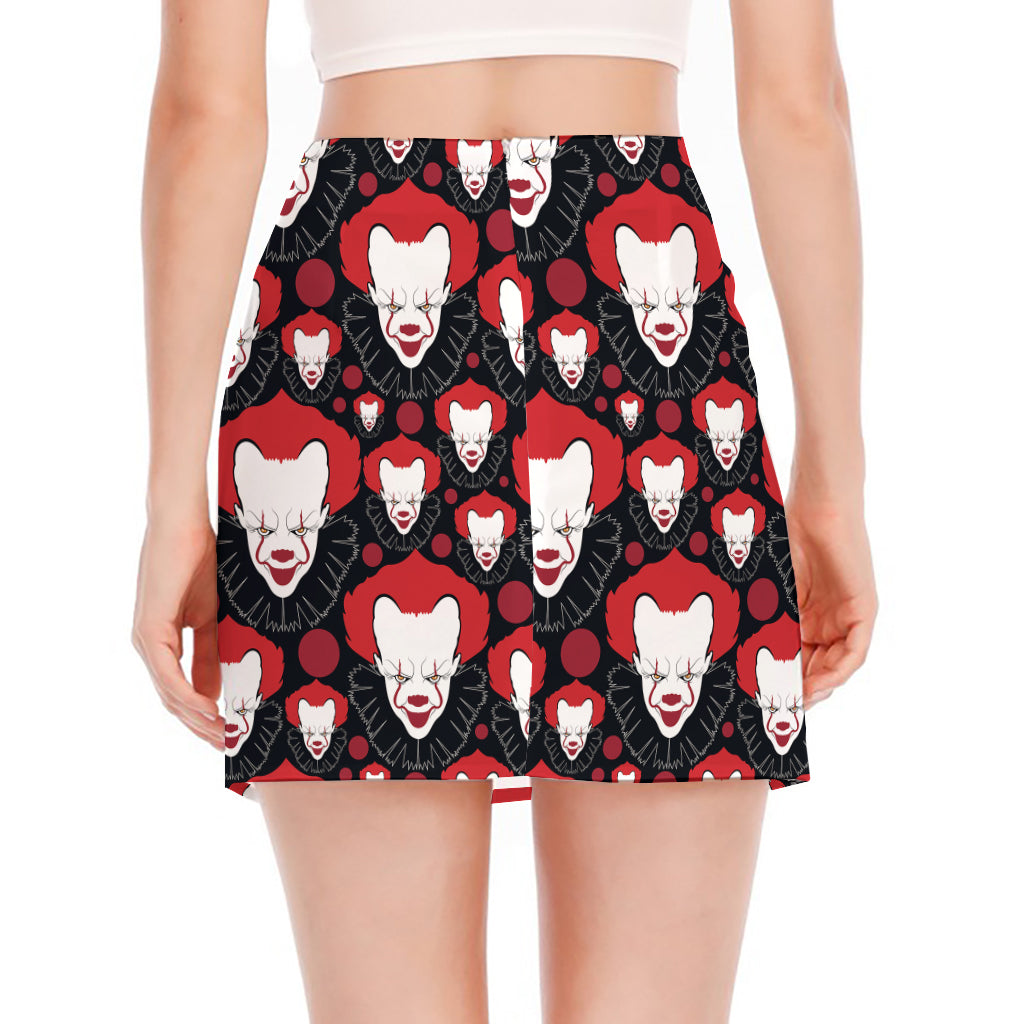 Halloween Scary Clown Pattern Print Side Slit Mini Skirt