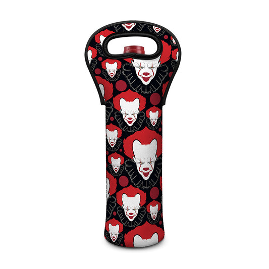 Halloween Scary Clown Pattern Print Single Neoprene Wine Tote