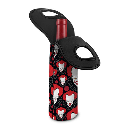 Halloween Scary Clown Pattern Print Single Neoprene Wine Tote