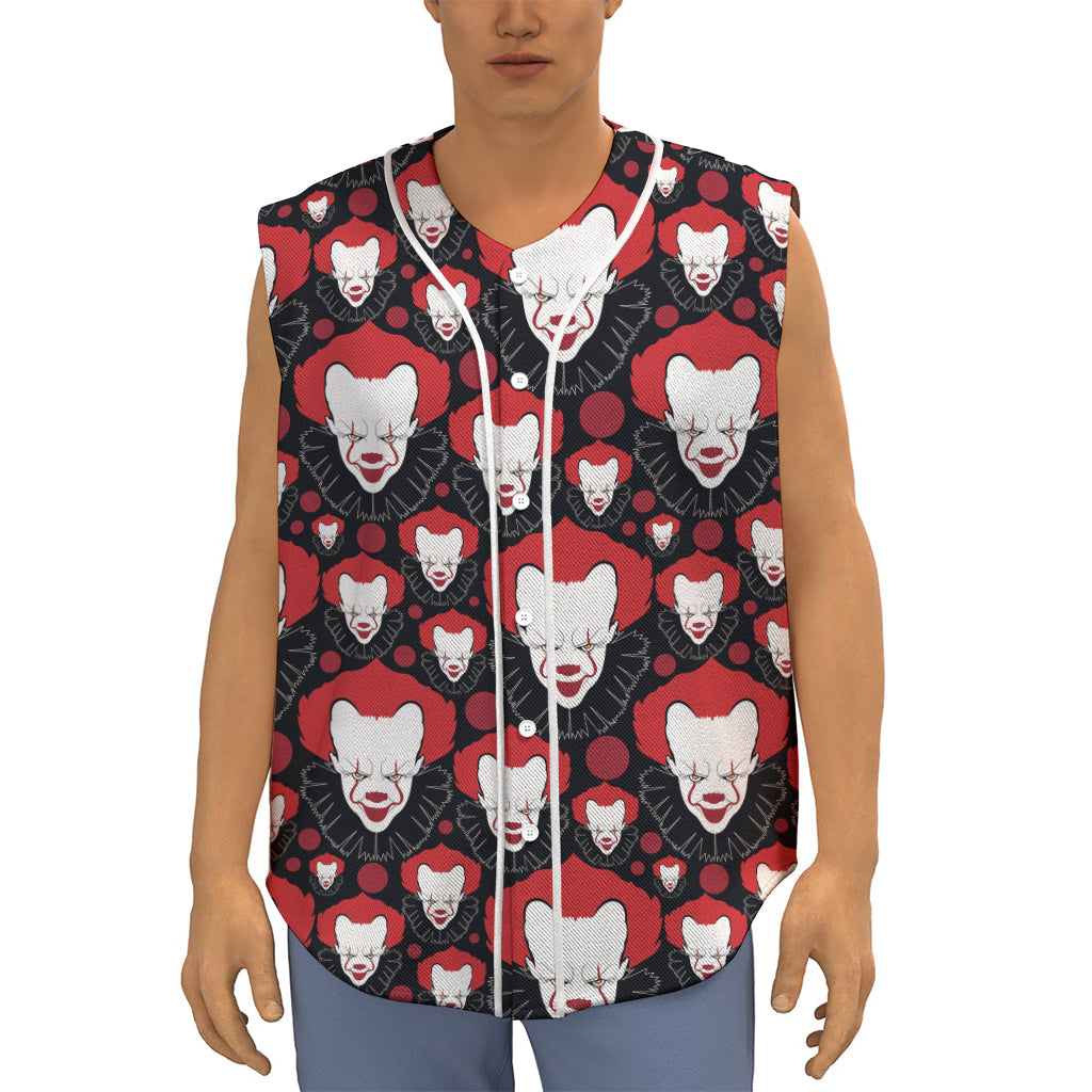 Halloween Scary Clown Pattern Print Sleeveless Baseball Jersey