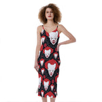 Halloween Scary Clown Pattern Print Slim Fit Midi Cami Dress