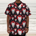 Halloween Scary Clown Pattern Print Textured Short Sleeve Shirt