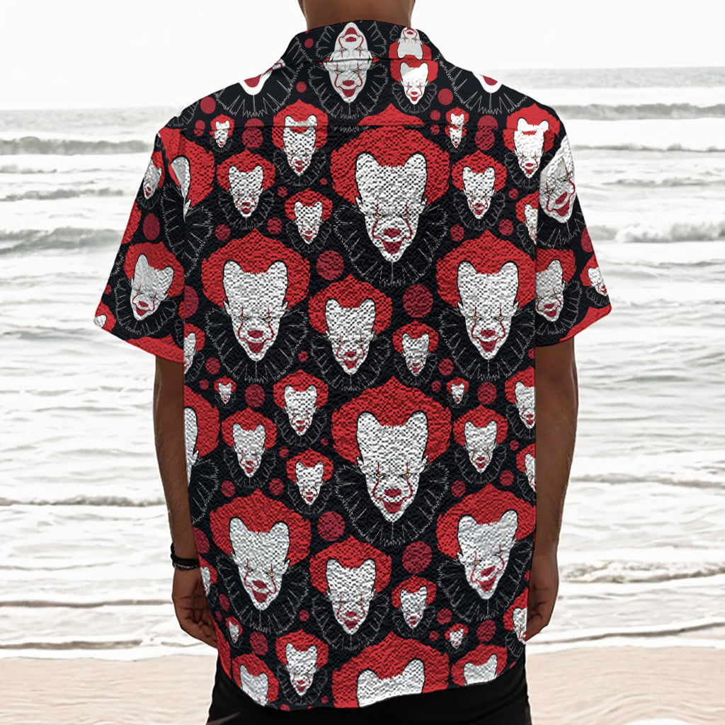 Halloween Scary Clown Pattern Print Textured Short Sleeve Shirt