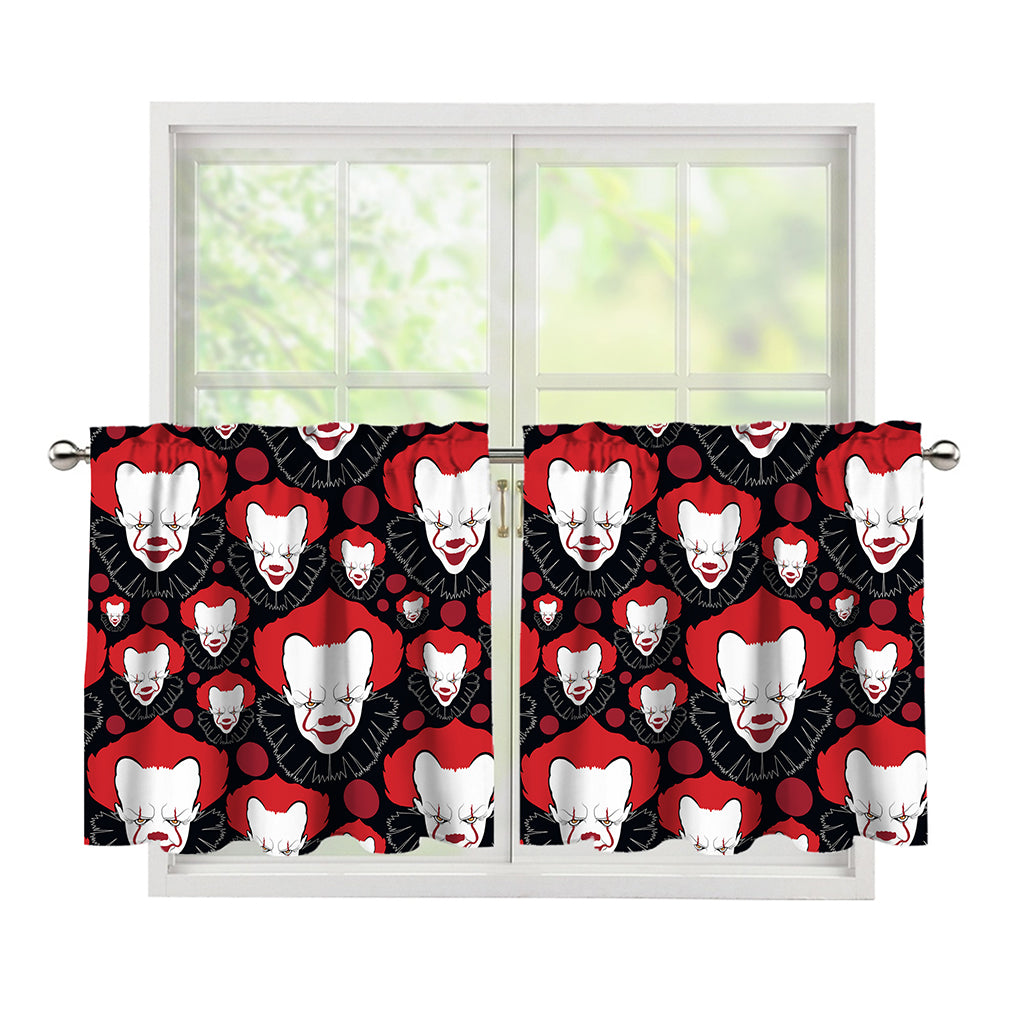 Halloween Scary Clown Pattern Print Tier Curtains