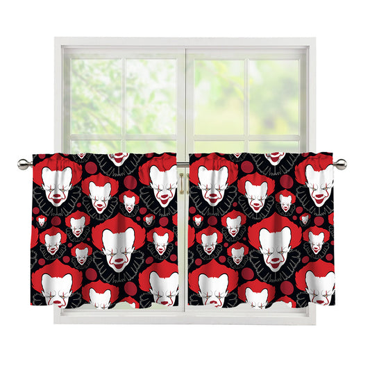 Halloween Scary Clown Pattern Print Tier Curtains