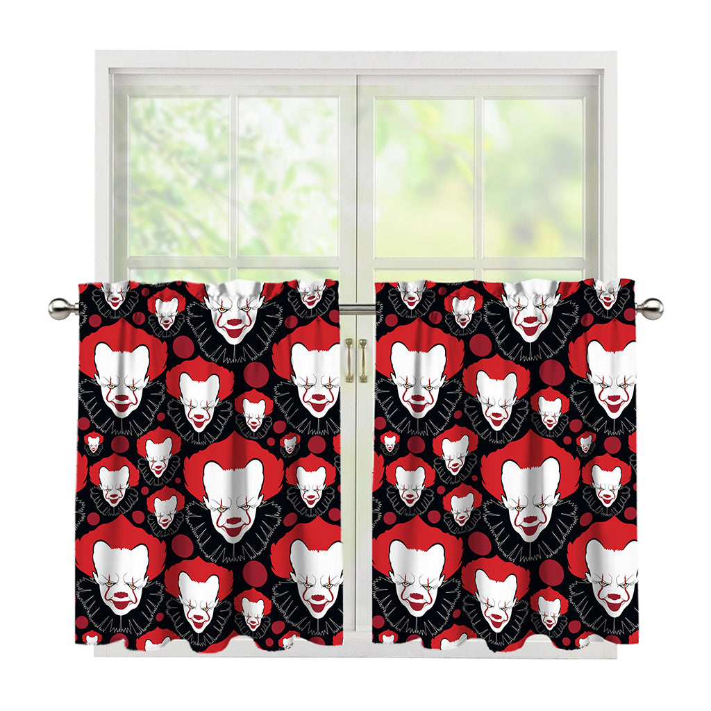 Halloween Scary Clown Pattern Print Tier Curtains