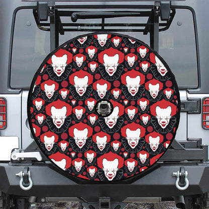 Halloween Scary Clown Pattern Print Tire Cover With Camera Hole