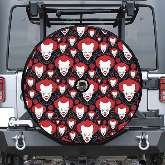 Halloween Scary Clown Pattern Print Tire Cover With Camera Hole