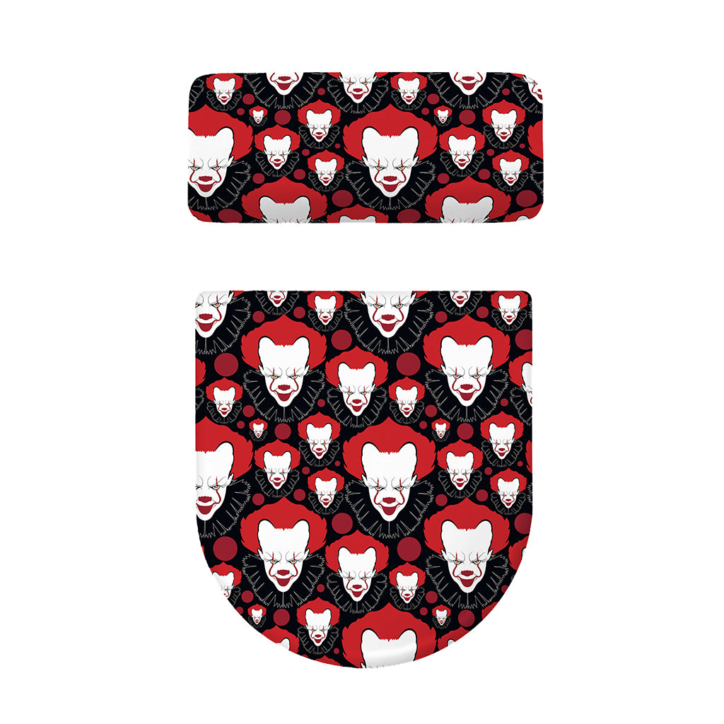 Halloween Scary Clown Pattern Print Toilet Lid And Tank Cover Set