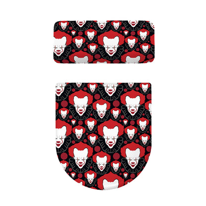 Halloween Scary Clown Pattern Print Toilet Lid And Tank Cover Set