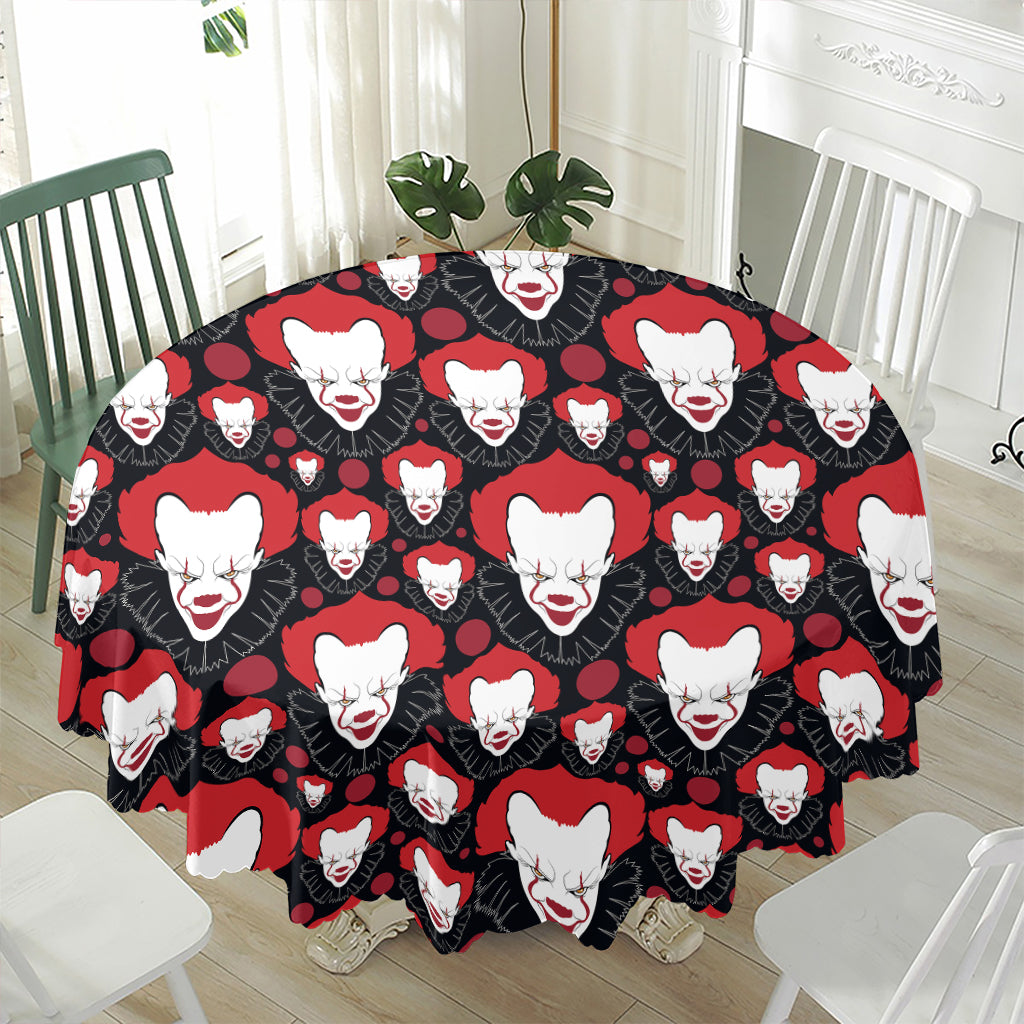 Halloween Scary Clown Pattern Print Waterproof Round Tablecloth