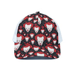 Halloween Scary Clown Pattern Print White Mesh Trucker Cap