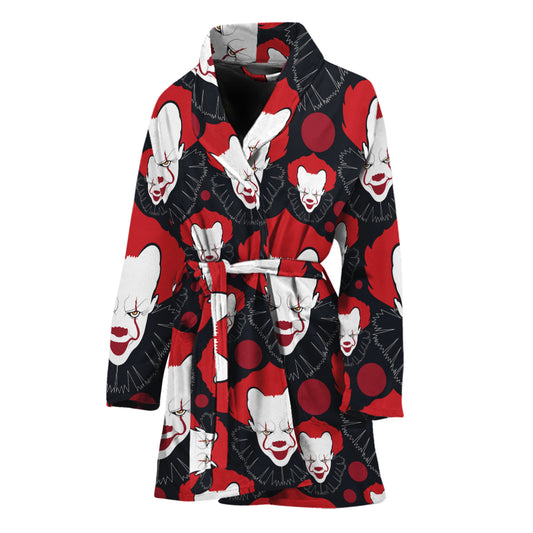 Halloween Scary Clown Pattern Print Women's Bathrobe