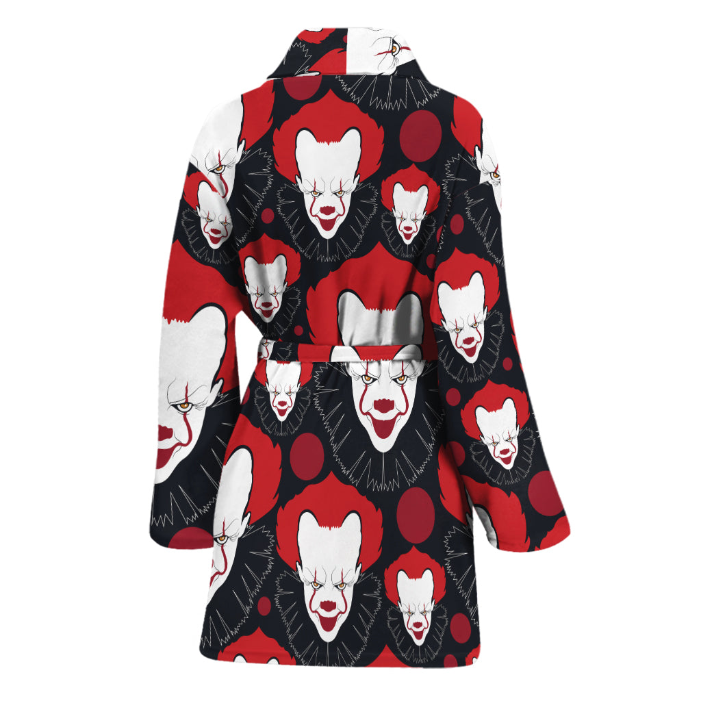 Halloween Scary Clown Pattern Print Women's Bathrobe