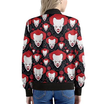 Halloween Scary Clown Pattern Print Women's Bomber Jacket