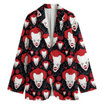 Halloween Scary Clown Pattern Print Women's Cotton Blazer
