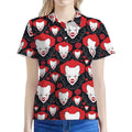 Halloween Scary Clown Pattern Print Women's Polo Shirt